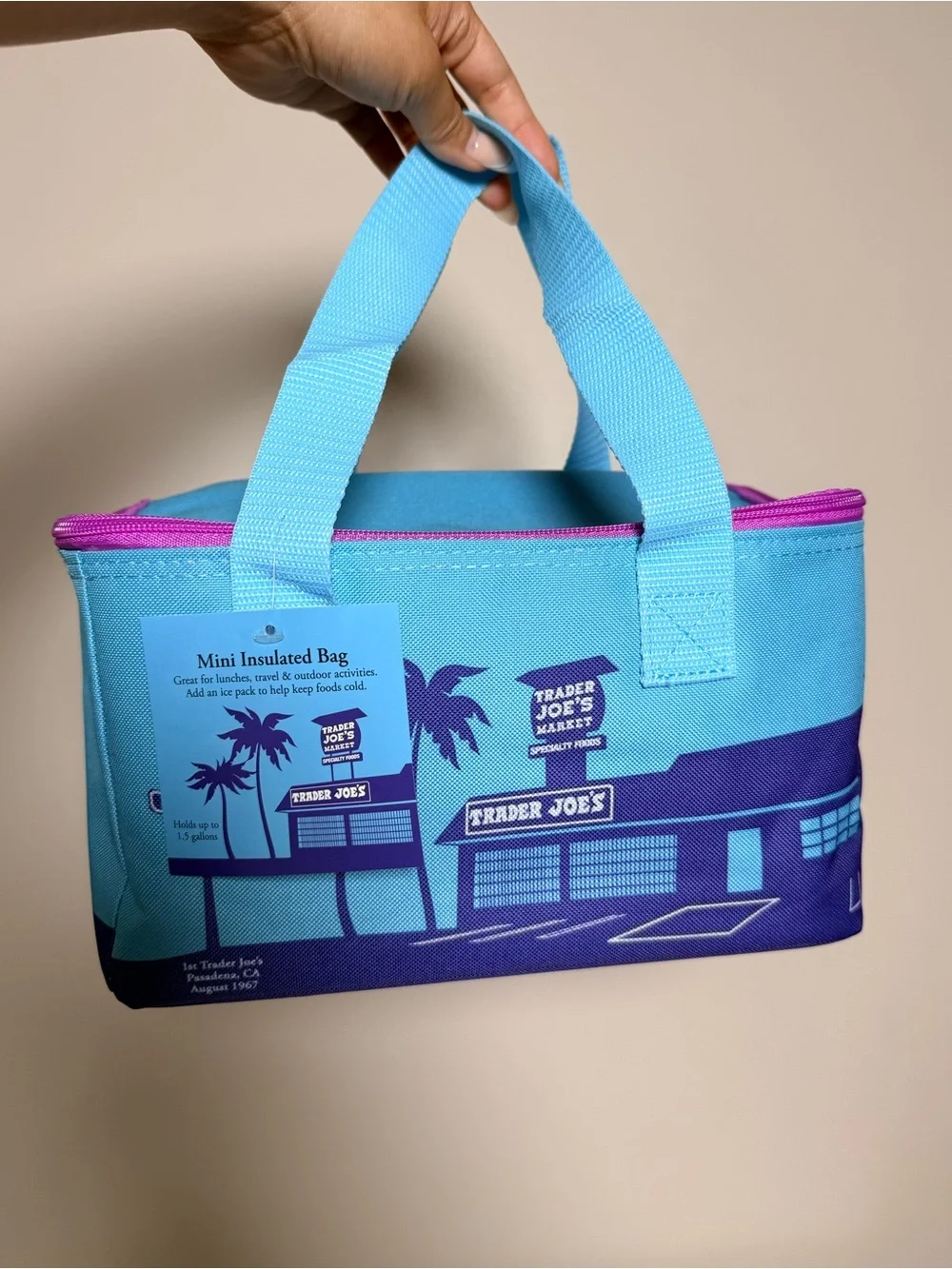 NWT Trader Joe's Blue & Purple Mini Insulated Lunch Bag - Picture 1 of 4